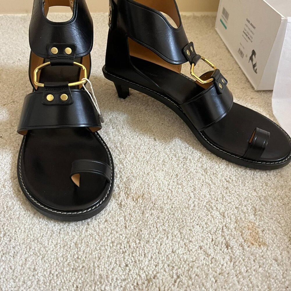Isabel Marant Black Leather Sandals - New - Picture 6 of 9